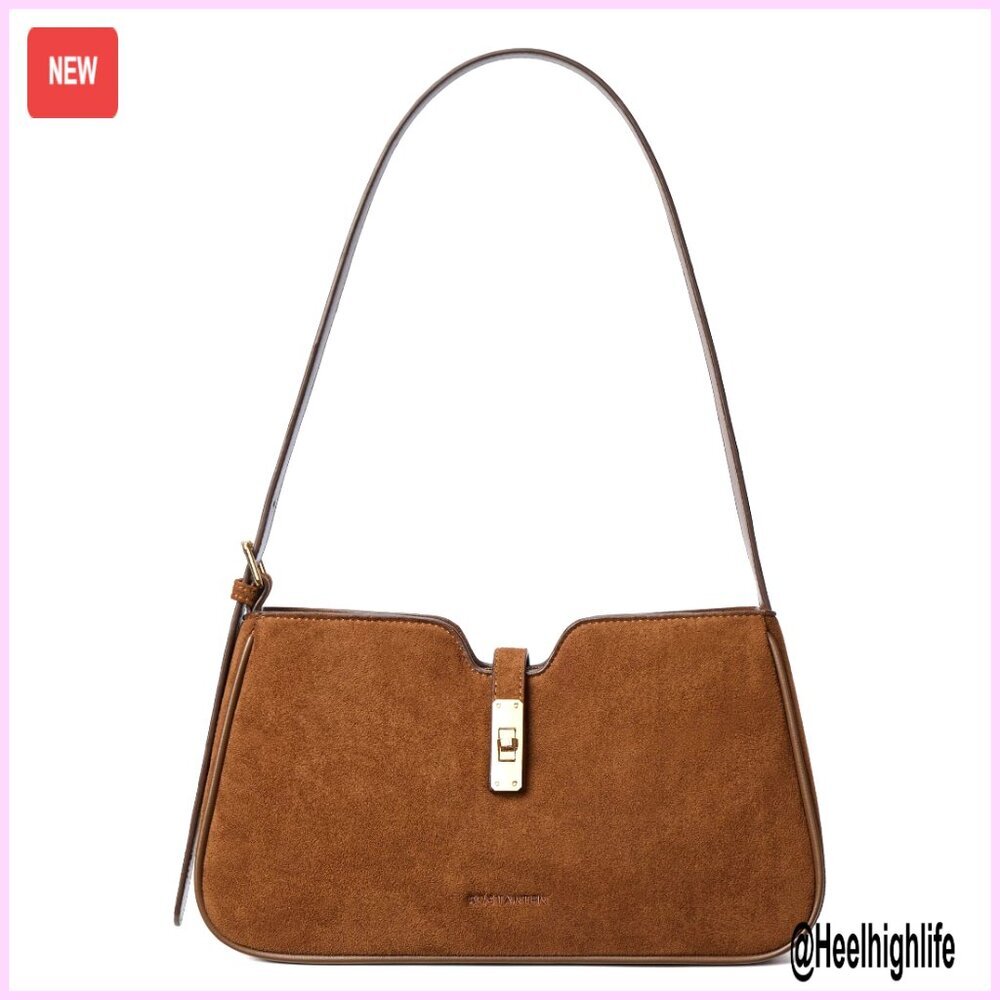 Vegan Leather Hobo Shoulder Bag Minimalist Structured Adjustable Strap Elegant - Picture 1 of 7